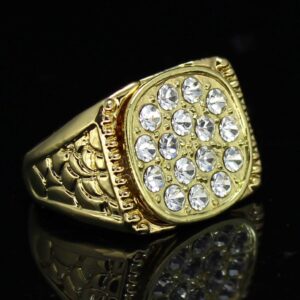 Classy Nugget Design 14k Gold Tone AAA Cz Hip Hop Pinky Ring (9)