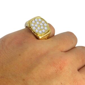 Classy Nugget Design 14k Gold Tone AAA Cz Hip Hop Pinky Ring (9)