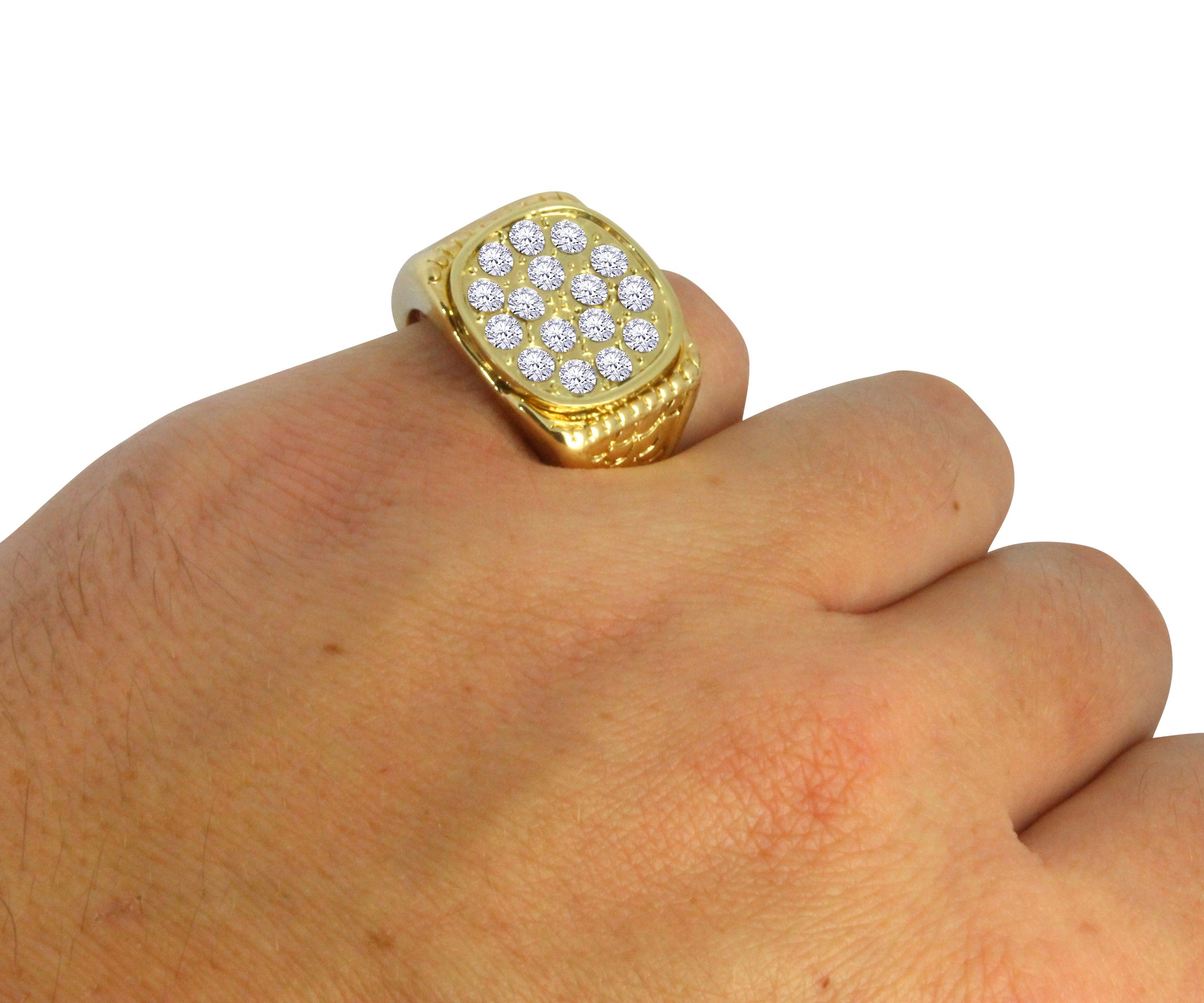 Classy Nugget Design 14k Gold Tone AAA Cz Hip Hop Pinky Ring (9)