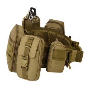 Tactical MOLLE Pouches Attached Utility Pouches Small Multipurpose Tactical Belt EDC Gadget Gear Belt - Black