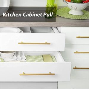 goldenwarm 25 Pack Brushed Brass Kitchen Cabinet Handles 5 inch Bar Pulls Gold Cupboard Door Pulls - LS201GD128 Modern Dresser Drawer Hardware, 128mm Hole Centers