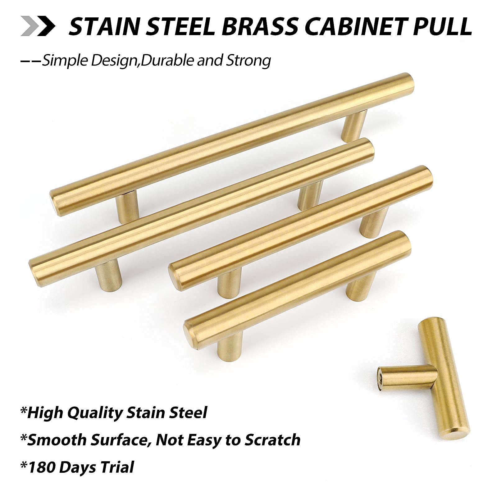 goldenwarm 25 Pack Brushed Brass Kitchen Cabinet Handles 5 inch Bar Pulls Gold Cupboard Door Pulls - LS201GD128 Modern Dresser Drawer Hardware, 128mm Hole Centers