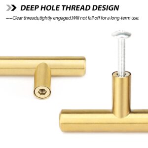 goldenwarm 25 Pack Brushed Brass Kitchen Cabinet Handles 5 inch Bar Pulls Gold Cupboard Door Pulls - LS201GD128 Modern Dresser Drawer Hardware, 128mm Hole Centers