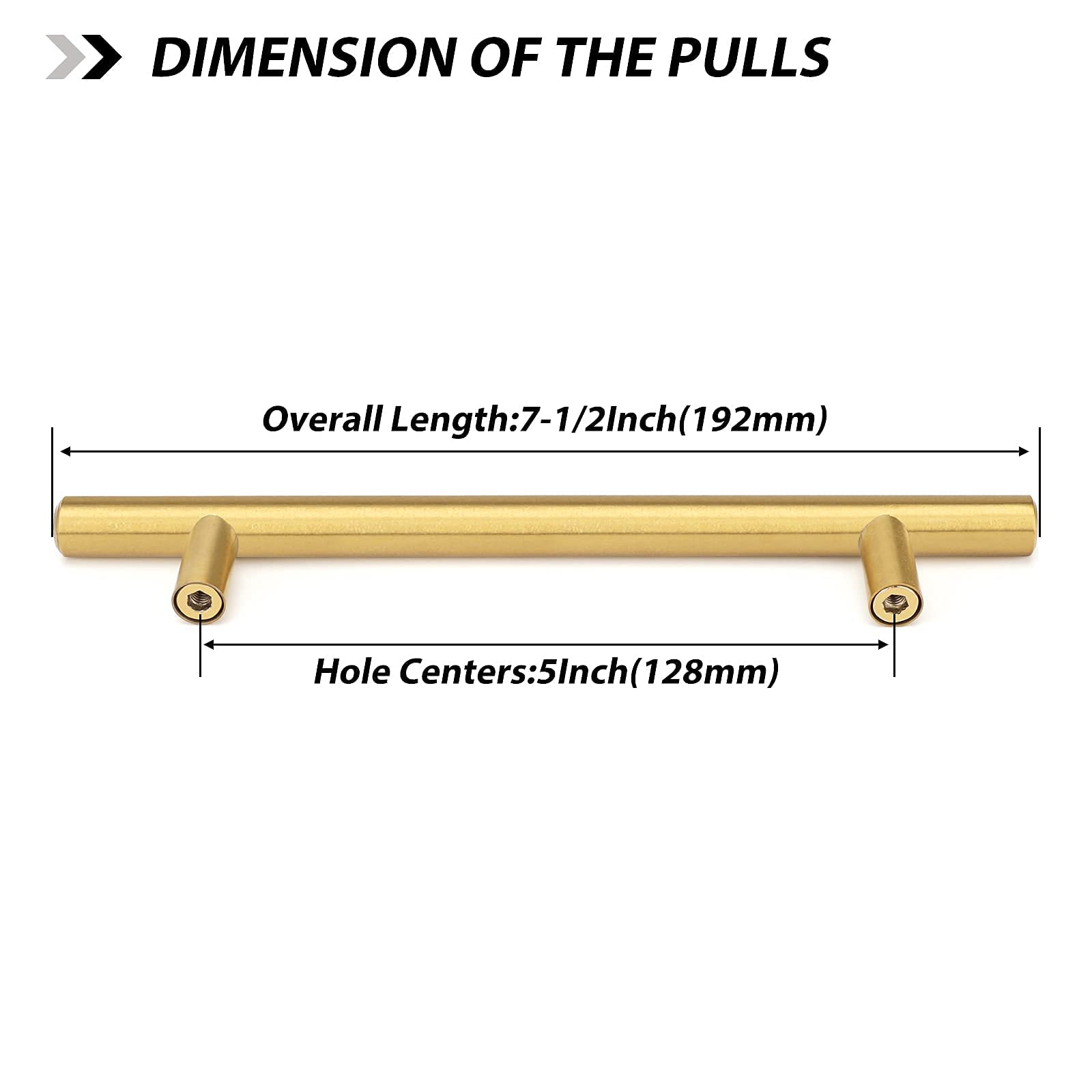 goldenwarm 25 Pack Brushed Brass Kitchen Cabinet Handles 5 inch Bar Pulls Gold Cupboard Door Pulls - LS201GD128 Modern Dresser Drawer Hardware, 128mm Hole Centers