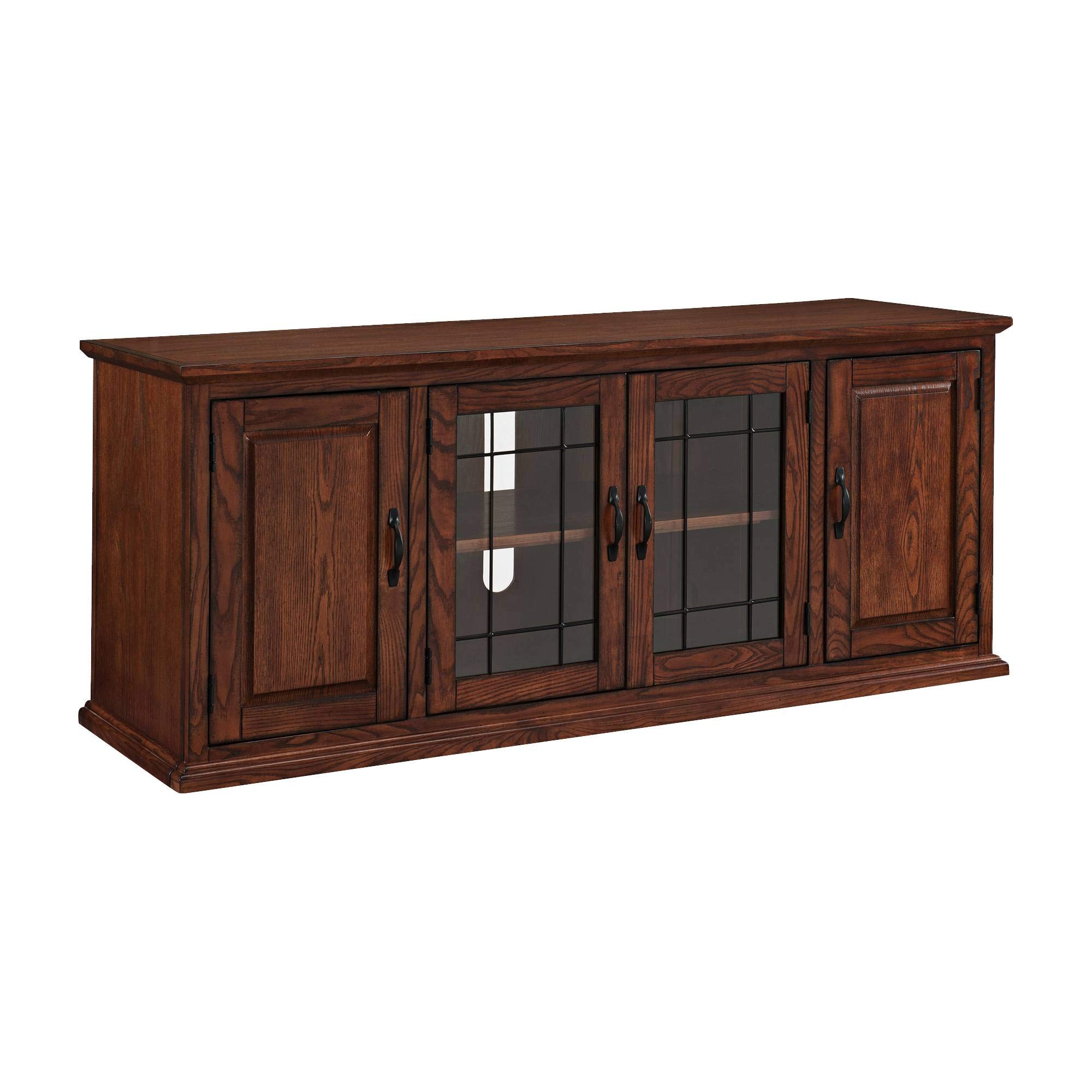 Leick Home 80360 Leaded Glass TV Stand For 65" TV's, Burnished Oak