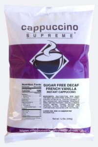 cappuccino supreme 1.2 lb bag sugar free decaf french vanilla instant cappuccino mix