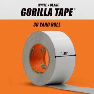 Gorilla Tape, White Duct Tape, 1.88" x 30 yd, White, (Pack of 6)