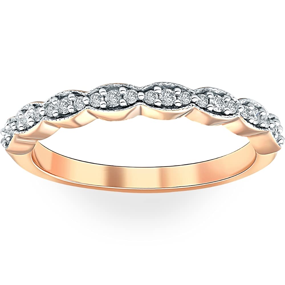 P3 POMPEII3 1/5 cttw Diamond Stackable Womens Wedding Ring 14k Rose Gold - Size 6