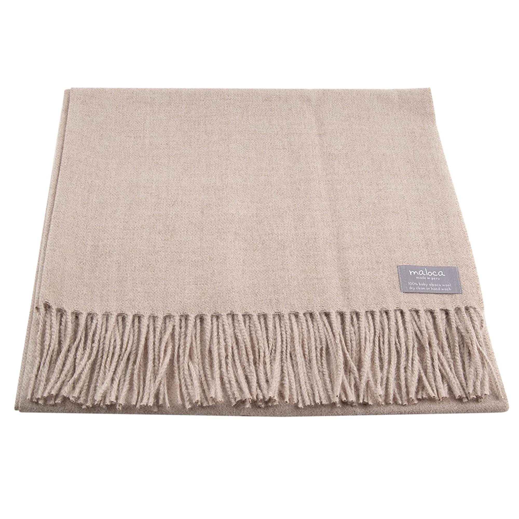 Maloca Pure Baby Alpaca Oversized Unisex Scarf | Ethically Sourced | Hypoallergenic | Softer & Warmer Than Wool |Oatmeal