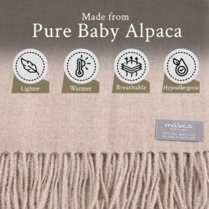 Maloca Pure Baby Alpaca Oversized Unisex Scarf | Ethically Sourced | Hypoallergenic | Softer & Warmer Than Wool |Oatmeal