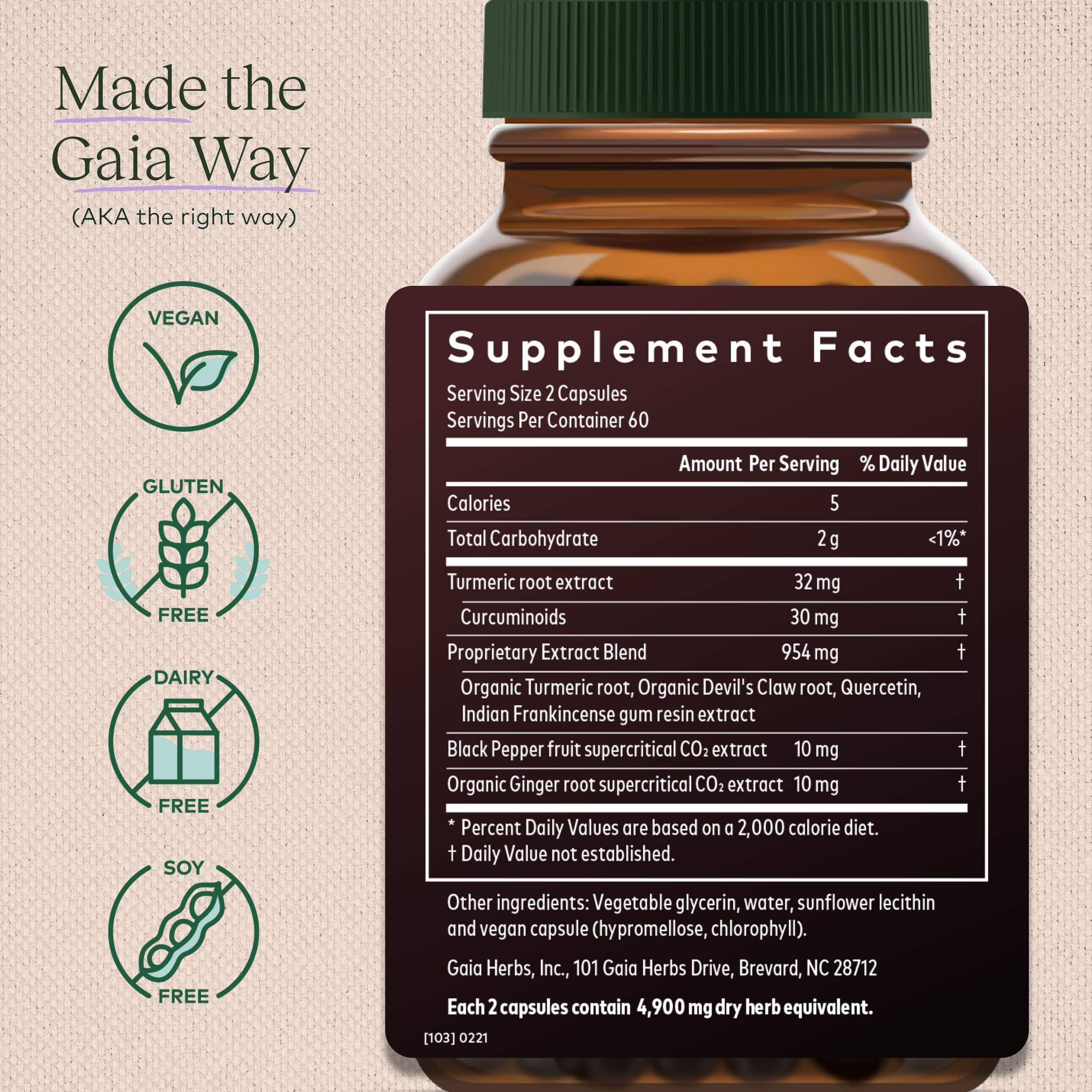 Gaia Herbs Turmeric Supreme Joint Health - Joint Support Supplement - with Quercetin,Black Pepper,Boswellia,Ginger Root,Curcuminoids,&More-120 Liquid Phyto-Capsules(30-Day Supply)