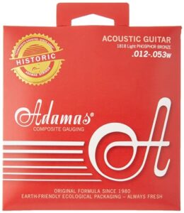 adamas acoustic guitar strings historic reissue phosphor bronze light, strings for classical guitar (premium guitar strings, single string assortment, high copper content, eco-friendly packaging)