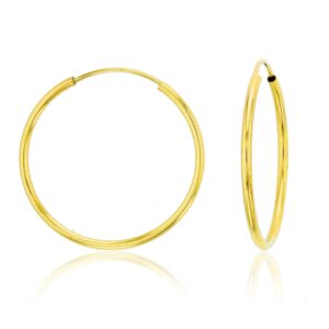 Solid 14K Yellow Gold 1mm Tube Cartilage Endless Flex Hoop Earrings | Huggies Hoops for Women | Hypoallergenic | Multi Piercing Cartilage Hoop Earrings | Continuous Round | Size, 10mm