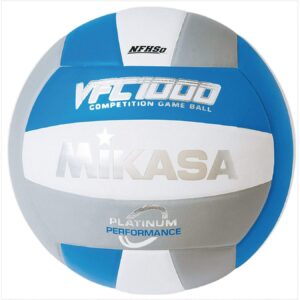 mikasa platinum performance volleyball, blue/silver/white