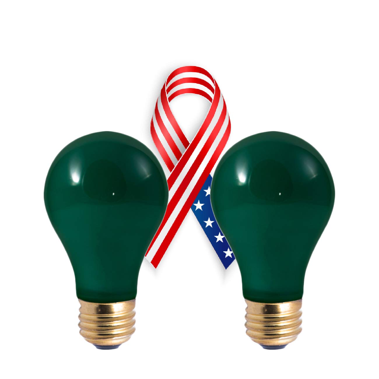 GoodBulb 25-Watt Incandescent Light Bulb - Green Color - Honorary Military Light - A19 Shape E26 Base (Pack of 2 Bulbs)