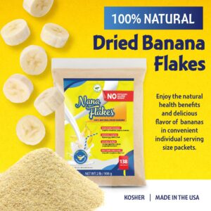 Nana Flakes 100% Pure Banana Flakes Medical Food Powder - Decrease Fat Intake & Natural Remedy for Diarrhea & Heart Burn - Great Source of Protein & Fiber (Banana, Two Pound Bag)