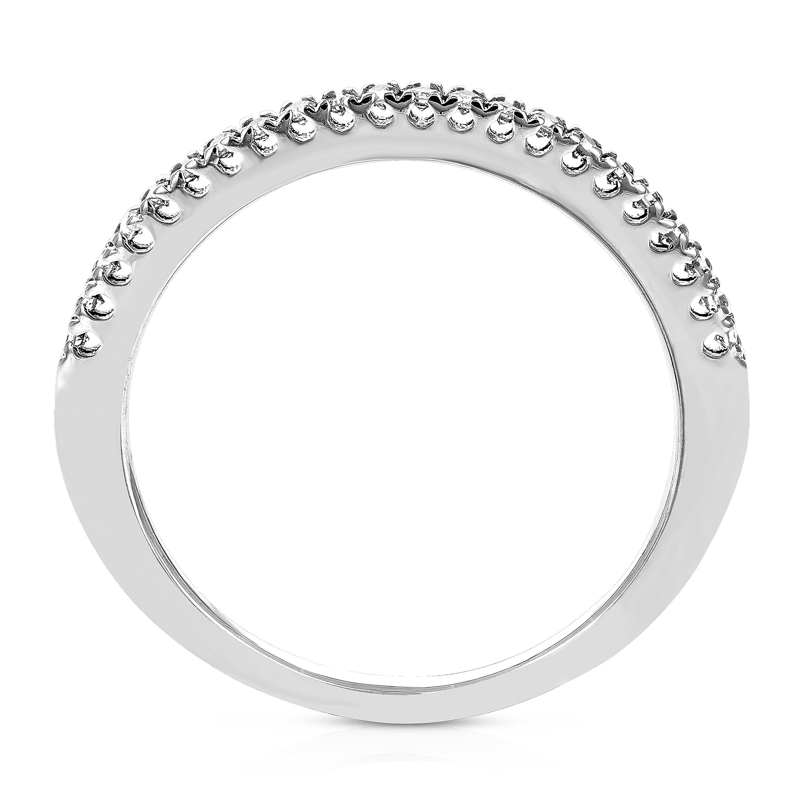 Vir Jewels 1/6 cttw Pave Round Diamond Wedding Band for Women in 10K White Gold Prong Set, Size 6