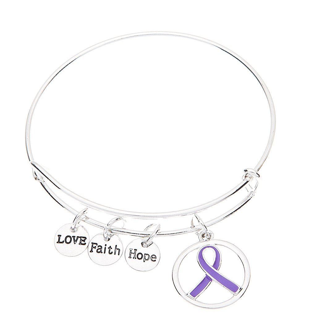 Infinity Collection Purple Ribbon Bracelet, Pancreatic Cancer Bracelet, Purple Ribbon Awareness Bracelet, Gift for Women