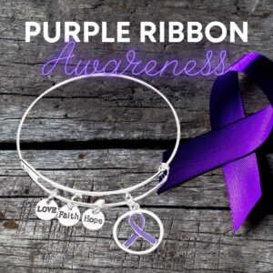 Infinity Collection Purple Ribbon Bracelet, Pancreatic Cancer Bracelet, Purple Ribbon Awareness Bracelet, Gift for Women