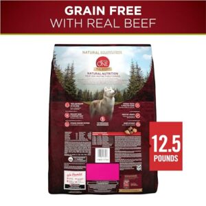 Purina ONE Grain Free Natural High Protein Dry Dog Food Formula True Instinct with Real Beef with Added Vitamins, Minerals and Nutrients - 12.5 lb. Bag