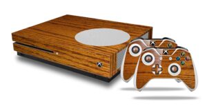 wraptorskinz decal vinyl skin wrap compatible with xbox one s console and controllers - wood grain - oak 01