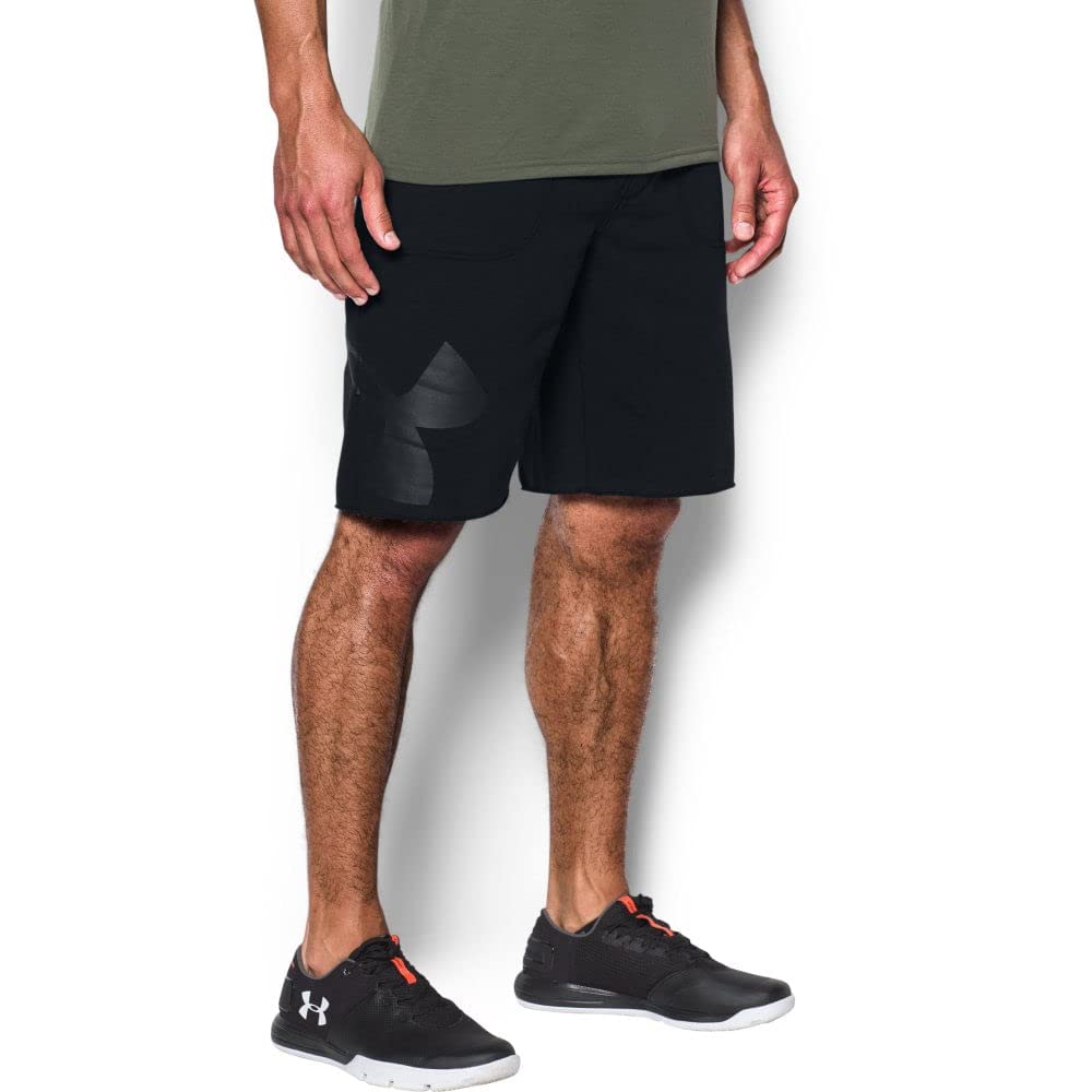 Under Armour Men's Rival Fleece Exploded Logo Shorts,Black (001)/Anthracite, Small