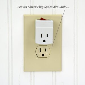 3 Prong Grounded Single Port Power Adapter for Outlet with Indicator Lighted On/Off Switch to be Energy Saving (1 Pack)