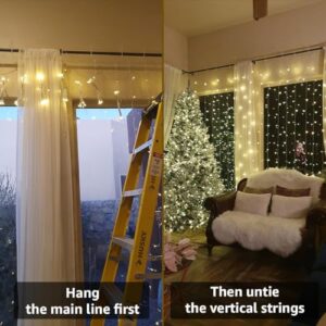 LE 306 LED Curtain Lights with 18 Hang Down String Lights, 10×10 ft Plug in Hanging Fairy Lights for Bedroom Wall Window, Twinkle Lights for Wedding Backdrop Patio Gazebo Pergola (NOT Connectable)