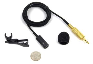 audio-technica at831-sp uni-directional (cardioid) lapel microphone with 3.5mm (1/8") miniplug rotating clip and windscreen, 48" cable - item #10474