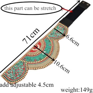 idealway Bohemian Women Belt Ethnic Beaded Elastic Stretch Adjustable Belt Waist Belly Chain Body Jewelry (B)