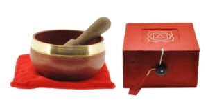 jive® tibetan chakra singing bowl set palm size root chakra red singing bowl - premium quality