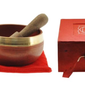 JIVE® Tibetan Chakra Singing Bowl Set Palm Size Root Chakra Red Singing Bowl - Premium Quality