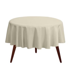 Gee Di Moda Round Tablecloth - 90 Inch Ivory Round Table Cloth for 30 to 60 Inch Round Tables - Heavy Duty Washable Fabric - for Buffet Table, Holiday Party, Dinner, Wedding & Baby Shower