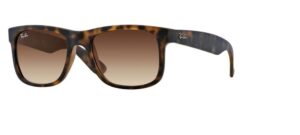 ray-ban rb4165 justin 710/13 55m rubber light havana/brown gradient square sunglasses for men for women + bundle with designer iwear eyewear kit