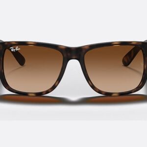 Ray-Ban RB4165 JUSTIN 710/13 55M Rubber Light Havana/Brown Gradient Square Sunglasses For Men For Women + BUNDLE with Designer iWear Eyewear Kit