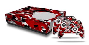 wraptorskinz decal vinyl skin wrap compatible with xbox one s console and controllers - wraptorcamo digital camo red