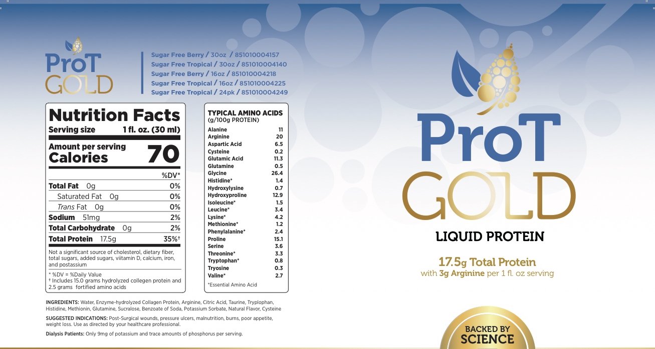 ProT GOLD Berry Sugar Free Liquid Protein Shot - 16oz Anti Aging. Proven to Boost Immunity. Formula Trusted by 4,000+ Medical Facilities for Complete Protein Nutrition and Proven 2X Faster Healing