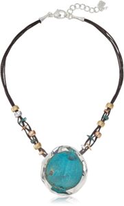 robert lee morris soho womens turquoise patina pendant necklace, turquoise/patina