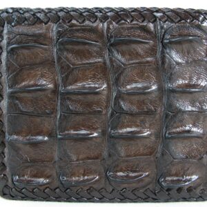 Pelgio Genuine Crocodile Alligator Backbone Skin Handmade Bifold Wallet (Chocolate Brown)