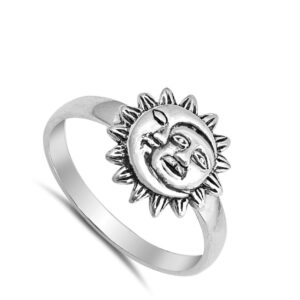 Sun Moon Universe Space Fashion Ring New .925 Sterling Silver Band Size 4