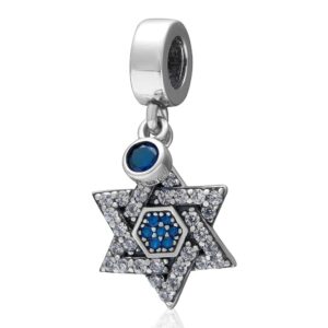 jorlla sparkling crystal cubic zircon star of david pendant-sterling silver 925 hexagram dangle charms bead for bracelet necklace