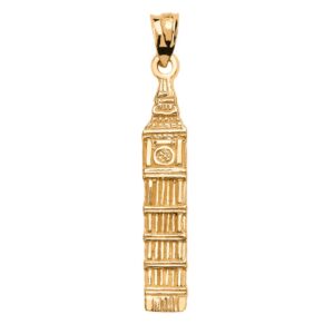 london's big ben clock tower charm pendant in 10k yellow gold