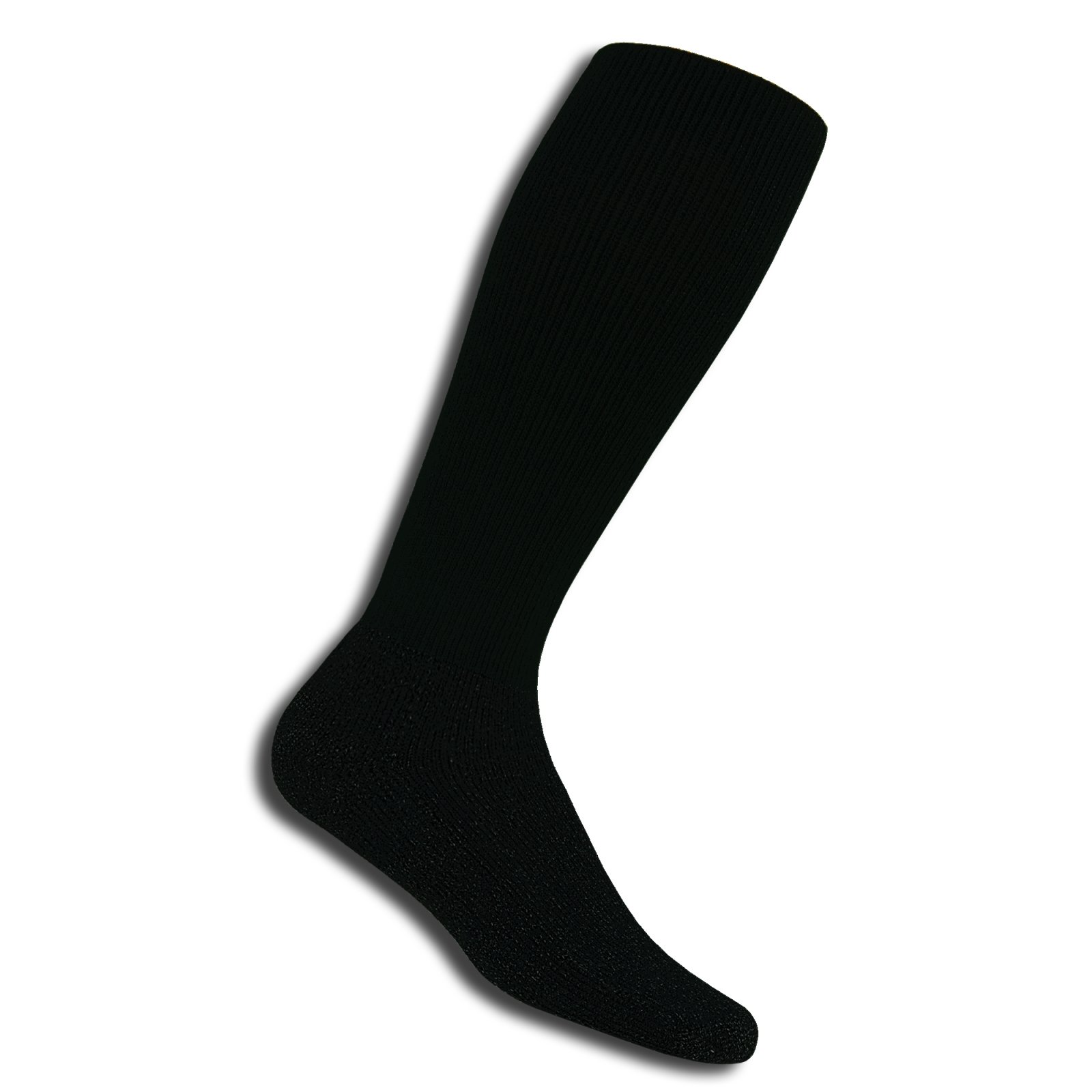 Thorlos Unisex MS Anti-Fatigue Thick Padded Over the Calf Sock, Black, Medium