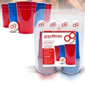 Goodtimes Pong Game Kit-Party Cups with 4 Smiley Face Pong Balls (20 Pack) Perfect for Beer Pong