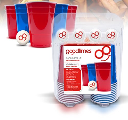 Goodtimes Pong Game Kit-Party Cups with 4 Smiley Face Pong Balls (20 Pack) Perfect for Beer Pong