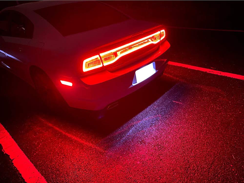 iJDMTOY 75-090-Smoked-Red Smoked Lens Red Full LED Rear Side Marker Light Kit for Dodge 2008-14 Challenger & 2011-14 Charger, Powered by 36 LED Diodes, Replace OEM Back Sidemarker Lamps