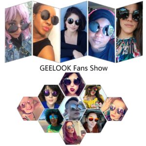 GEELOOK Round Sunglasses for Women Men Oversized Circle Mirrored Hippie Hipster Polarized Sunglasses Metal Frame (Black Matte Frame/Black Lens)