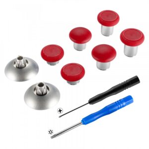 eXtremeRate 8 in 1 Red Metal Magnetic Thumbsticks Analog Joysticks for Xbox One, Xbox One Elite, Xbox One S, Xbox Series X, PS4 Slim, PS4 Pro, PS4 Controller with T8H Cross Screwdrivers