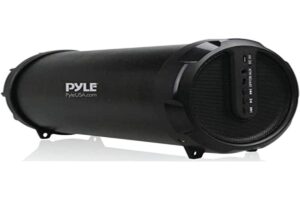 pyle portable speaker, boombox, bluetooth speakers, rechargeable battery, surround sound, digital sound amplifier, 3.5mm aux input, 2.1 channel hi-fi active stereo speaker system in black - pbmspg11