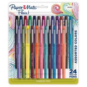 paper mate felt tip marker pens, medium tip, 24ct - tropical & multicolor ink